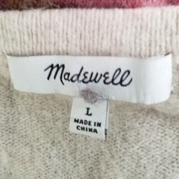 Madewell Kent Striped Cardigan Sweater | Heather Quinoa | Size Large - Picture 5 of 6